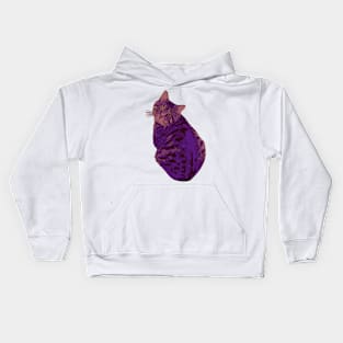 Fat Tabby Cat Purple Kids Hoodie